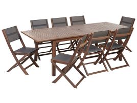8 Seater Acacia Garden Dining Set Dark Wood CESANA