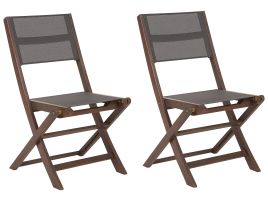 Set of 2 Acacia Garden Folding Chairs Dark Wood CESANA