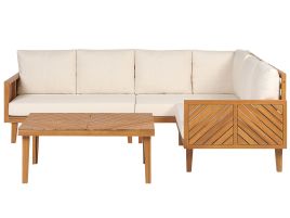 4 Seater Acacia Wood Garden Corner Sofa Set Light BARATTI