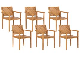 Set of 6 Acacia Wood Dining Chairs Light BARATTI