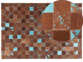 Cowhide Area Rug 160x230cm Brown and Blue