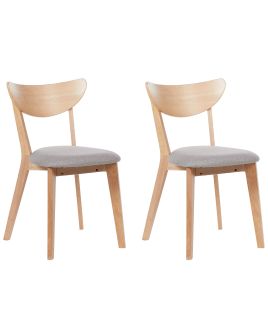 Set of 2 Wooden Dining Chairs Light Wood with Grey ERIE