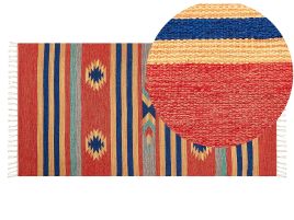 Cotton Kilim Area Rug 80x150cm Multicolour