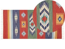 Cotton Kilim Area Rug 80x150cm Multicolour