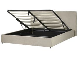 Velvet EU Super King Size Ottoman Bed Taupe LAVAUR