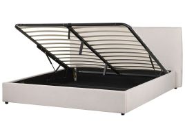 Velvet EU Super King Size Ottoman Bed Off-White LAVAUR