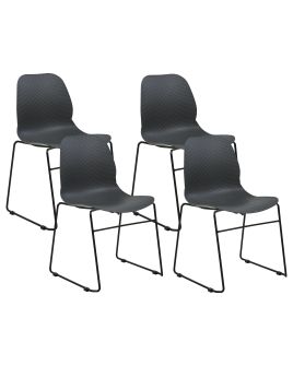 Set of 4 Dining Chairs Dark Grey PANORA