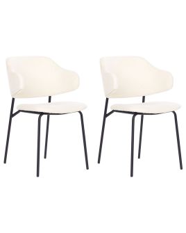 Set of 2 Fabric Dining Chairs Cream KENAI