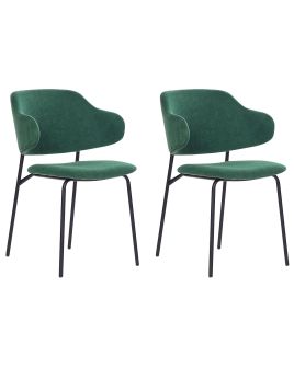 Set of 2 Fabric Dining Chairs Green KENAI