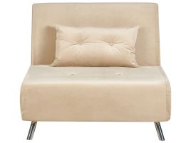 Velvet Single Sofa Bed Beige FARRIS