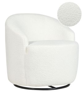 Boucle Swivel Armchair White DAVIK