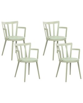 Set of 4 Plastic Dining Chairs Green MORILL