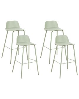 Set of 4 Bar Chairs Green MORA