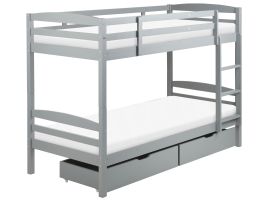 Wooden EU Single Size Bunk Bed with Storage Grey REGAT