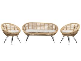 4 Seater Rattan Sofa Set Natural MARATEA