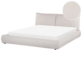 Corduroy EU Super King Size Bed Beige VINAY
