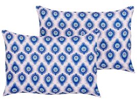Set of 2 Outdoor Cushions Peacock Pattern 40 x 60 cm Blue and Pink CERIANA