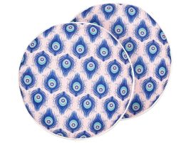 Set of 2 Outdoor Cushions Peacock Pattern âŒ€ 40 cm Blue and Pink CERIANA