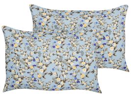 Set of 2 Outdoor Cushions Floral Motif 40 x 60 cm Blue VALLORIA