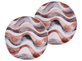 Set of 2 Outdoor Cushions Abstract Pattern âŒ€ 40 cm Brown SEBORGA