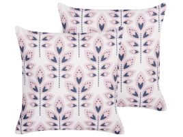 Set of 2 Outdoor Cushions Leaf Motif 45 x 45 cm Beige TORRETTA