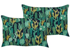 Set of 2 Outdoor Cushions Cactus Pattern 40 x 60 cm Green BUSSANA