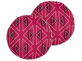 Set of 2 Outdoor Cushions Geometric Pattern âŒ€ 40 cm Pink MEZZANO