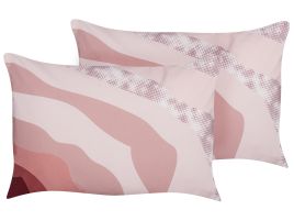 Set of 2 Outdoor Cushions Abstract Pattern 40 x 60 cm Pink CAMPEI