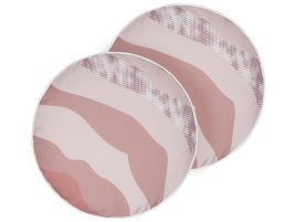 Set of 2 Outdoor Cushions Abstract Pattern ⌀ 40 cm Pink CAMPEI