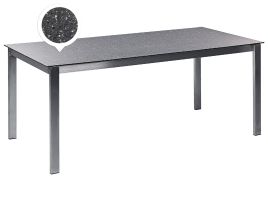 Garden Dining Table Glass Top 180 x 90 cm Black COSOLETO