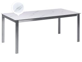 Garden Dining Table Glass Top 180 x 90 cm Marble Effect COSOLETO