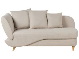 Left Hand Fabric Chaise Lounge with Storage Beige MERI II