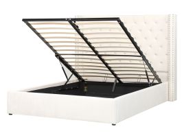 Velvet EU Double Size Ottoman Bed Off-White LUBBON