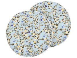 Set of 2 Outdoor Cushions Floral Motif ⌀ 40 cm Blue VALLORIA