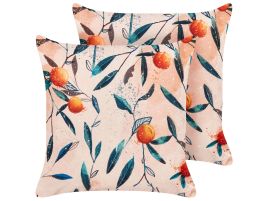 Set of 2 Outdoor Cushions Leaf Motif 45x45cm Multicolour