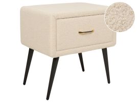 Bedside Table - CLACTON 1 Drawer Nightstand Beige 46cm