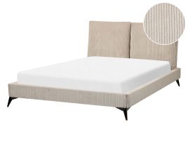 Corduroy EU Double Size Bed Taupe MELLE