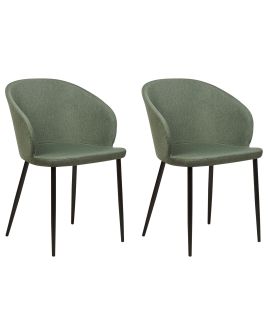 Set of 2 Fabric Dining Chairs Dark Green MASON
