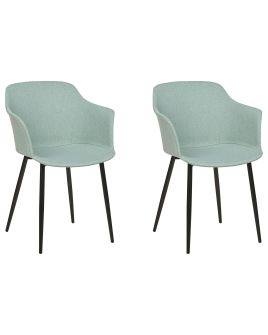 Set of 2 Fabric Dining Chairs Mint Green ELIM