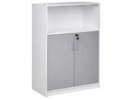 2 Door Storage Cabinet with Shelf Grey and White ZEHNA