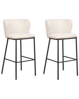Set of 2 Fabric Bar Chairs Off-White MINA