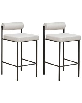 Set of 2 Fabric Bar Chairs Light Grey AMAYA