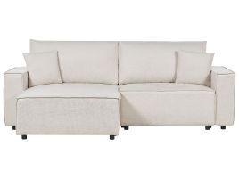 Right Hand Fabric Corner Sofa Bed with Storage Beige KARILA