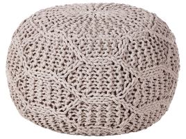 Cotton Macrame Pouffe Taupe TRIMAN