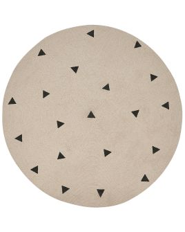Round Cotton Area Rug 140cm Beige