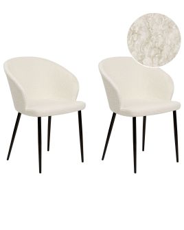 Set of 2 Boucle Dining Chairs Off-White MASON