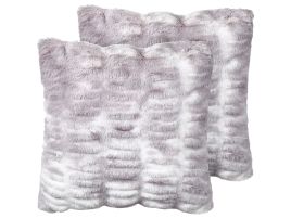 Set of 2 Faux Fur Cushions 45x45cm Light Grey