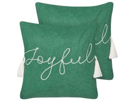 Set of 2 Cotton Cushions 45x45cm Green
