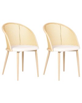 Set of 2 Metal Dining Chairs Light Wood CORNELL