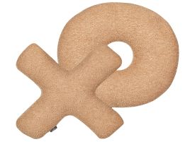 Set of 2 Teddy Letter Cushions Light Brown